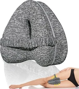Knee Pillow for Side Sleepers with Elastic Strap, Memory Foam Leg Pillow, Ideal - Picture 1 of 3