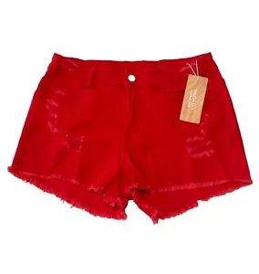 Pantaloncini jeans rossi elasticizzati strappati SXY SHEIN TAGLIA XL - Foto 1 di 6