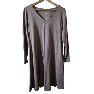 Soft Surroundings Dress Petite Medium Beige Long Sleeve V Neck Cotton Modal - Picture 1 of 5