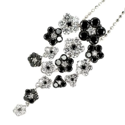 COLLAR COLGANTE DIAMANTE NEGRO/INCOLORO K18WG FLOR 2,71CT - Auténtico envío gratuito Foto 1 de 4