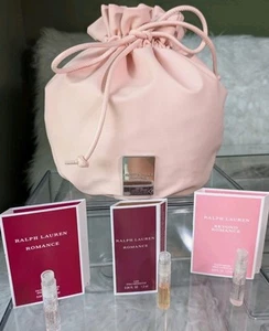 Ralph Lauren Romance Bucket Pouch + Travel Spray Vial samples 1.2 ml each NEW - Picture 1 of 8