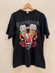 Vintage 1993 Red Wings Bob Probert Darren McCarty Rock Em Sock Em NHL T-Shirt XL - Picture 1 of 5