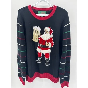 Ugly Christmas Sweater Herren Large Santa Beer Lustig Urlaub Strick Top - Bild 1 von 6