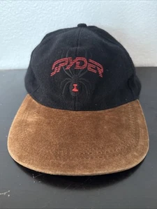 Vintage SPYDER Hat 80s Wool Suede Bill Black Widow Logo Made in Taiwan Rare - Picture 1 of 10