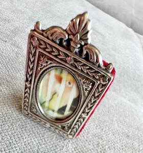 Miniature Antique Vintage Italian 800 Silver ART DECO Picture Frame NICE DETAIL - Picture 1 of 14