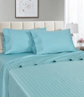 Spring Home 1200TC 100% Cotton Deep Pocket Dobby Striped Jacquard Dot Sheet Set - Image 1 of 4