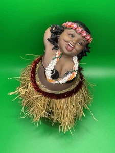 VTG Chiefly Co. Hawaiian Hula Girl Doll Cute Chubby Chunky Dashboard Dancer 7” - Picture 1 of 10