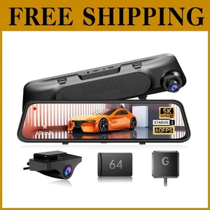 5K Mirror Dash Cam with 60fps WDR Backup Camera,12 - Picture 1 of 10