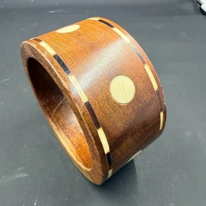 U. Correani Italien handgeschnitztes Holz Intarsien Armreif Armband - 1,5" breit, Vintage - Bild 1 von 6