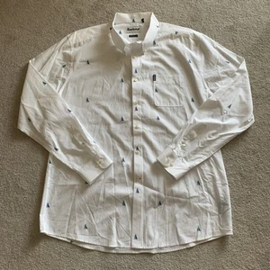 Barbour Tailored Fit Button Front Shirt Mens XL White L/S AOP Sailing Preppy - Imagen 1 de 9