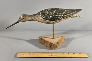 HAND CARVED & PAINTED SHORE BIRD DECOY WEK, WILL E. KIRKPATRICK #3 - Picture 1 of 11
