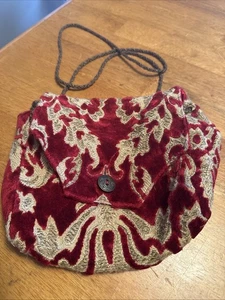 Rote Tasche Handtasche - Samt bestickt Satinfutter Boho Vintage - Bild 1 von 9