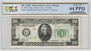 Fr.2057-G 1934C Chicago $20 Federal Reserve Note PCGS Choice UNC 64 PPQ - Picture 1 of 2