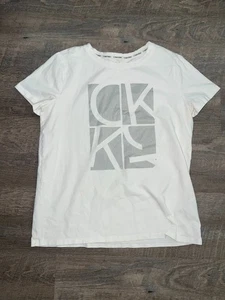Calvin Klein Women’s White Graphic Logo T-Shirt Size Small Short Sleeve Tee - Picture 1 of 4