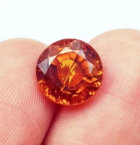 Natural Hessonite Garnet Round Loose Gemstone 6.50 Ct Certified With Free Gift - Picture 1 of 5