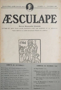 Aesculape n11- 1928 : L'Art et la Médecine (Voir Sommaire Photo) - Imagen 1 de 3