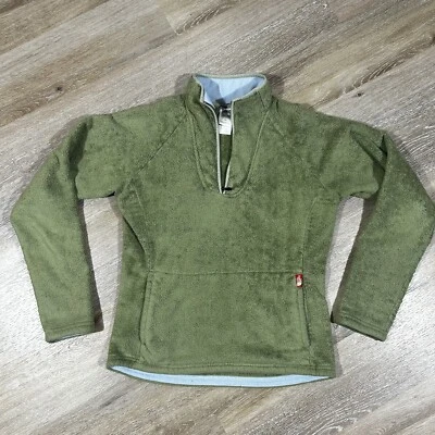 Suéter polar con cremallera 1/4 The North Face verde para mujer talla pequeña atlético Foto 1 de 4