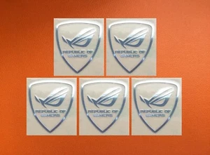 5 pcs Sticker for REPUBLIC OF GAMERS Silver Chrome Color Logo Decal 27mm x 30mm - Picture 1 of 1