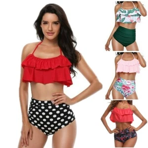 Women Tankini Bikini Set High Waist Swimsuit Bathingsuit Top Boy Shorts Swimwear - Picture 1 of 92
