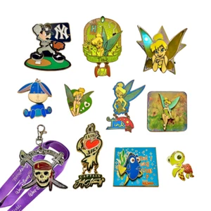 10 Disney Pins + Extras - MLB, Eeyore, 5 Tink, Squirt, Dory, POTC - ‘04 To ‘06 - Picture 1 of 13