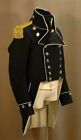 New Black Royal Naval Lieutenant Regency Wool Military Men Coat