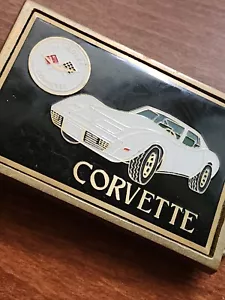 Corvette Chevrolet Enamel Belt Buckle NAP Inc. Solid Brass 1983 Father's Day - Picture 1 of 10