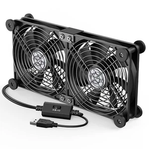 120mm 5V USB Powered PC Router Dual Cooling Fans w/Speed Controller - Afbeelding 1 van 8