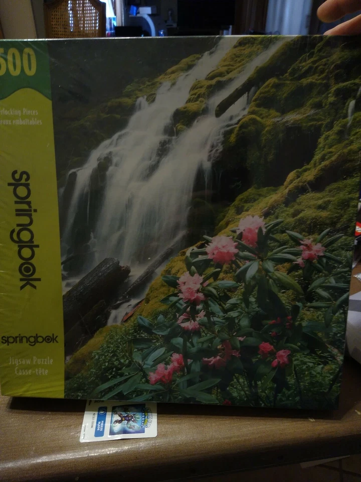 Springbok Jigsaw Puzzle 1500 PC Peaceful Waterfall Pink Flowers