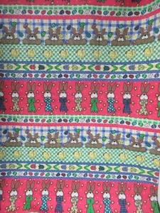 The Whole Country Caboodle Easter Blessings Bunny Chick Eggs Stripe Cotton 1YD - Picture 1 of 10