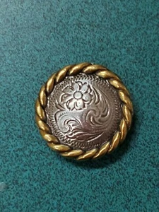 0,75 Zoll Antik Silber Rund Messing Gold Seil Rand Concho - Bild 1 von 3