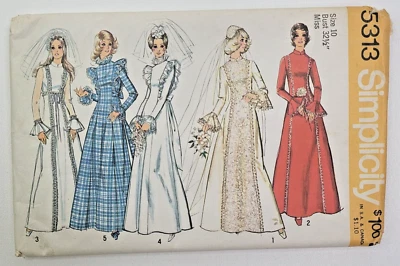 70s Simplicity Sewing Pattern 5313 Misses Wedding Bridesmaid Dress Size 10 UC - Image 1 of 3