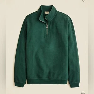 NEW J. Crew Men's Green Brushed Waffle-Knit Half-Zip Pullover Casual Top Size M - Picture 1 of 9