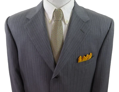 Canali Men Pure Wool Light Gray Striped Italian Blazer Jacket Sport Coat 44/46 R - Image 1 of 4