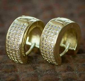 1.68ct D/VVS Natural Moissanite Classic Cluster Hoop Men's Earring 925 Silver - Picture 1 of 3