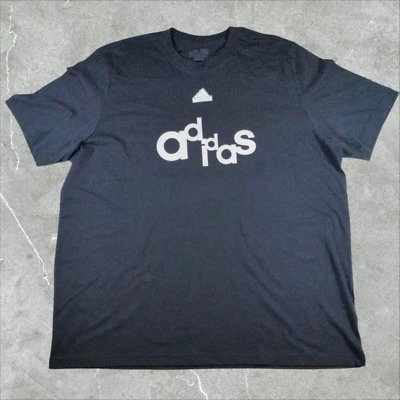 Adidas Logo Graphic T-Shirt Men's 2XL Crew Neck Black/White - Image 1 of 4