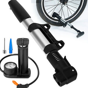 New Bike Pump Bicycle Basketball Portable Air Hand/Foot Pump Pressure Gauge Tire