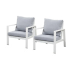 Florence Single Seater White Aluminium Outdoor Sofa Lounge With Arms - Light Gre