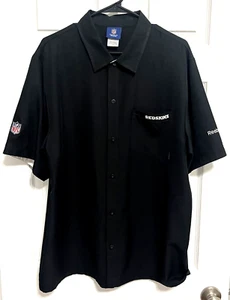 WASHINGTON REDSKINS Men Black Short Sleeve Button Up Shirt L Reebok NFL On Field - Picture 1 of 6