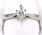 Natural Marquise Diamond Solitaire Lady's Ring 14k White Gold .45ct
