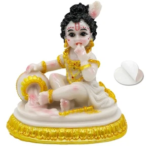 Indian God Baby Krishna Statue - 4.1" H Handmade Hindu Idol Krishna Figurine ... - Picture 1 of 8