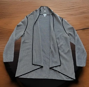 TALBOTS Black White Striped Open Cardigan Drop Shoulder Women’s Oversized 1XL - Picture 1 of 10