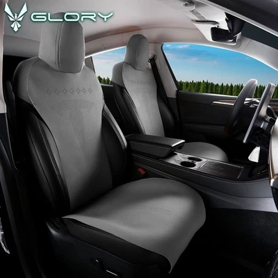 Se adapta a 20-24 fundas de asiento Tesla modelo Y cojín estilo V2 gamuza cuero gris Foto 1 de 4