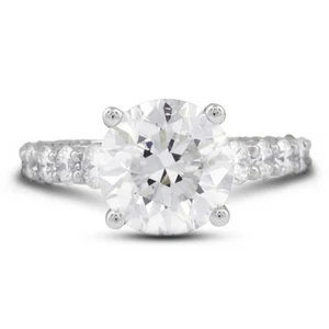 5 1/2 CT H SI2 Round Cut Natural Certified Diamonds 18k Gold Classic Accent Ring - Picture 1 of 10