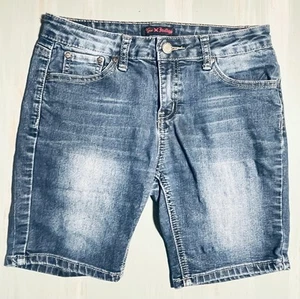 Love INDIGO Girls Size 14 Mid Rise Distressed Blue Jeans Shorts - Picture 1 of 8