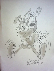 Willie Ito signierter handgezeichneter Bleistift Animationskunst - LOONEY TUNES - Bild 1 von 2