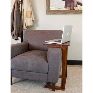 Solid Acacia Wood 26 in. Mahogany Slide Under Sofa C Table - Picture 1 of 10