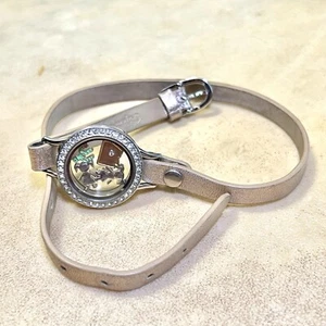 Origami Owl Leather Choker Necklace Gold Strap, Wrap Bracelet Charm & Rhinestone - Picture 1 of 6
