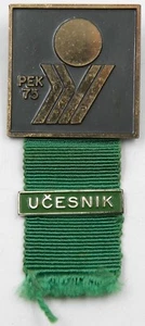 1975 FIBA European Championship Participant PIN BADGE with RIBBON - Picture 1 of 2