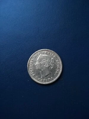 1880H Obv 2 Canadian Silver 5 Cents, Free Shipping! (Lot #T6) - Image 1 of 2