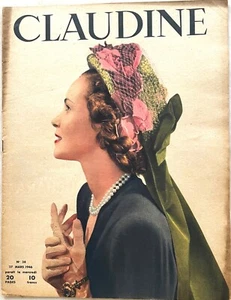 CLAUDINE n° 38 du 27 Mars 1946 ancienne revue mode couture chapeau pour femme - Picture 1 of 4